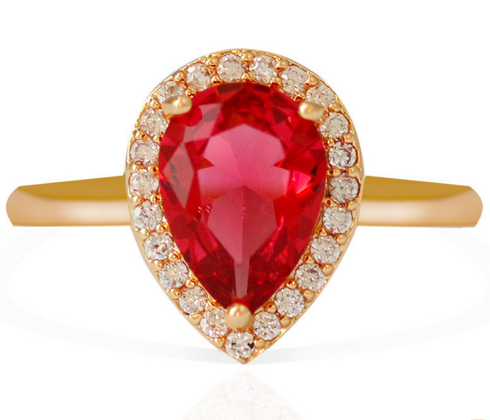 Zera RG114 Medium 7 Brass with Gold Plated Trendy Ring for Women - Red - Zoom Image 1