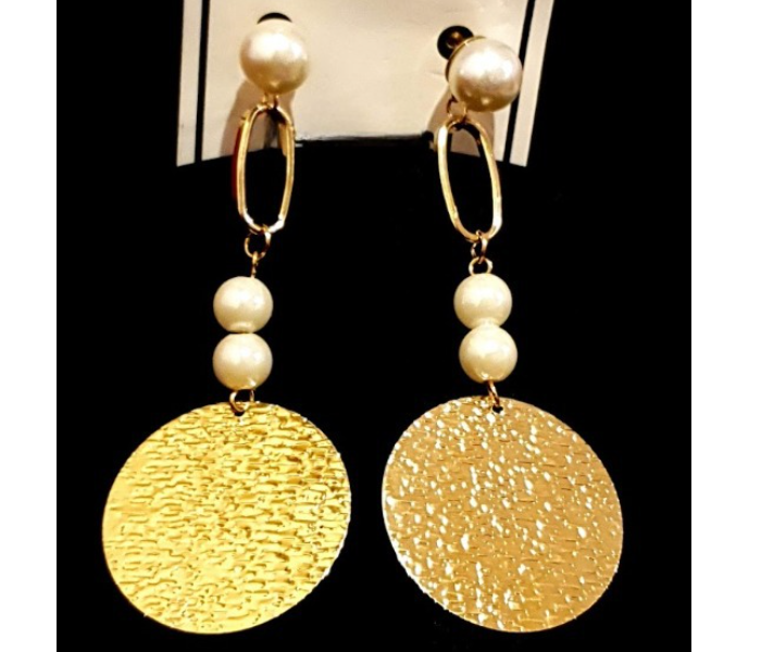 Strabella B2-02 Dangle Earring with Beads For Women -White and Gold - Zoom Image