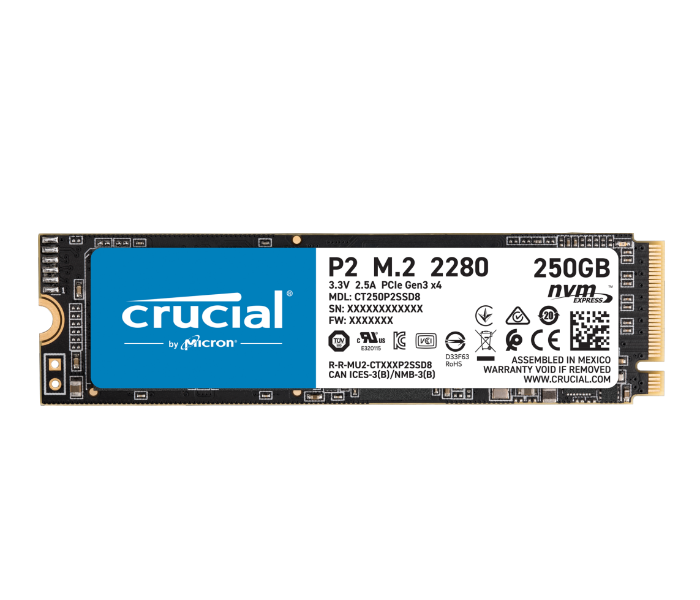 Crucial CT250P2SSD8 P2 250GB PCIe M.2 2280 SSD - Zoom Image 1