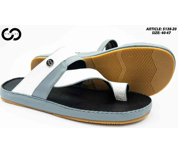 Finities 5138-20 42 EU Arabic Om Flat Sandal For Men -Grey and White - Zoom Image