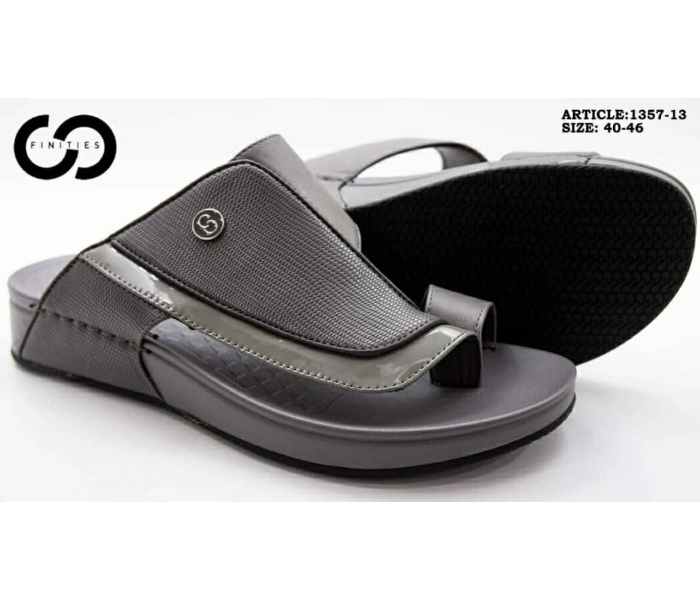 Finities 1357-13 43 EU Comfortable Flat Sandal For Men -Grey - Zoom Image