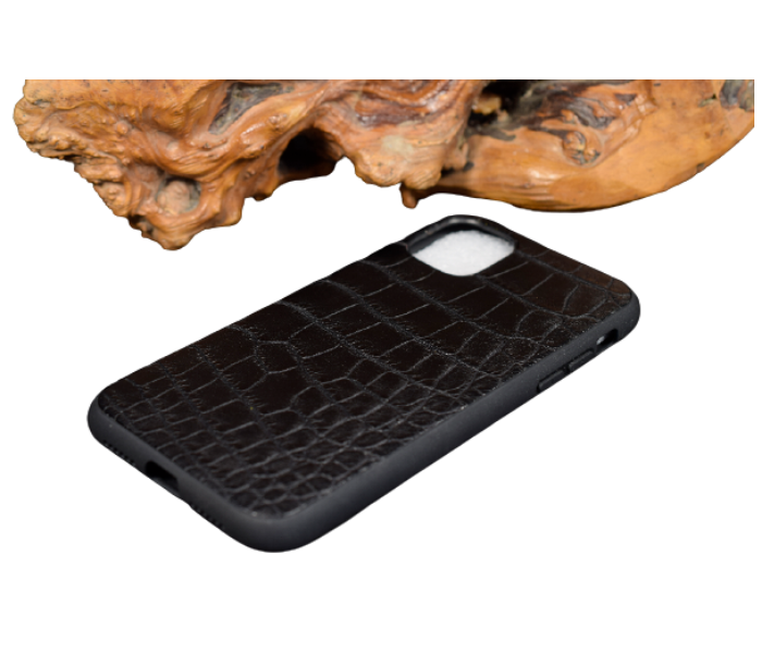 Lab 6 LBCLP001 Crocodile Leather Plain Clp iPhone XS Max Mobile Case - Black - Zoom Image 2