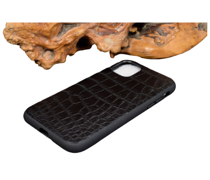 Lab 6 LBCLP001 Crocodile Leather Plain Clp iPhone 12 Mini Mobile Case - Black - Zoom Image 2