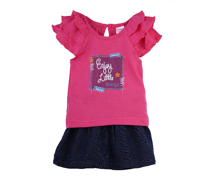 Popees Things F Comfortable Top with Skirt for 2 Year Babies - Pink and Blue - Zoom Image 1