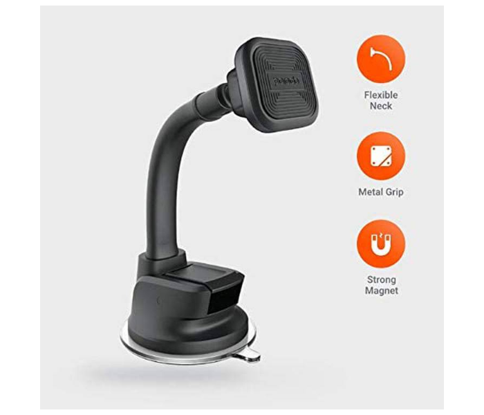 Porodo PD-ALUFLMM-GY Aluminum Washable Magnetic Car Mount with Auto Lock Movement and Flexible Neck - Grey - Zoom Image 1