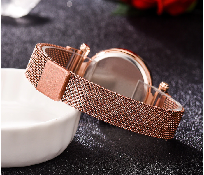 Fashionable Iron Strap Digital Display Magnetic Watch For Women - Rose Gold - Zoom Image 3