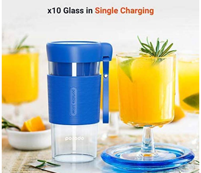 Porodo PD-PRJ350-BL 50W High-Powered Motor Portable Electric USB Rechargeable Juicer- Blue - Zoom Image 5