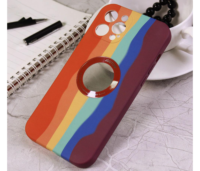 Generic IPHC-471-03 Silicone Cover Rainbow Series 3 with Logo Glass Protection Case for iPhone 11 Pro - Maroon - Zoom Image 2