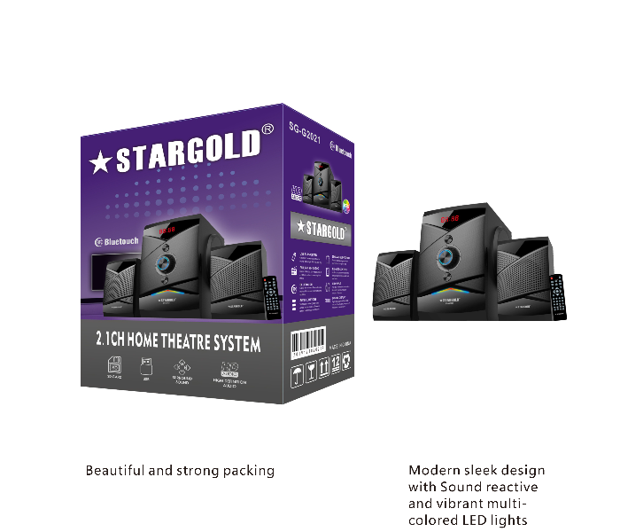 Stargold SG-G2021 2.1CH Multimedia Speaker System with Built-In Powerful SMPS Board -Black - Zoom Image 2