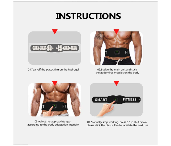 Micro Current Fitness Belt Home Muscle Training Device with Digital Display - Black - Zoom Image 8