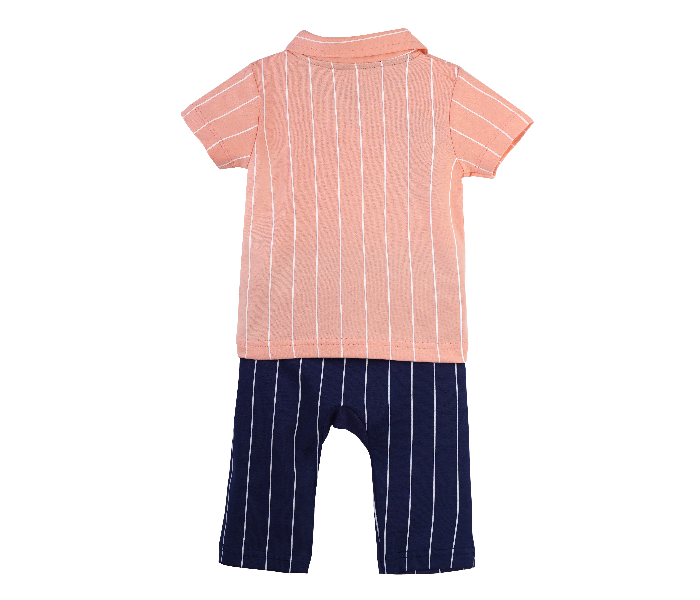 Popees Red-X Half Sleeve Striped Shirt with Pant for 1 Year Babies - Pink and Blue - Zoom Image 2