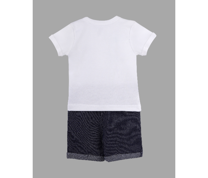 Popees Glenn Half Sleeve Tshirt with Shorts for 1 Year Babies - White and Black - Zoom Image 2