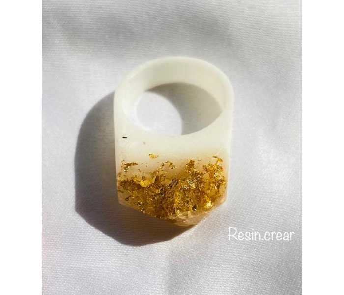 Resin 813 Personalised Stylish and Elegant Finger Ring - White and Gold - Zoom Image