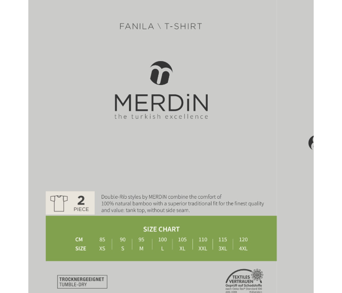 Merdin Fannila Medium Bamboo Cotton Anti-Bacterial Sweat Absorbing Eco-Friendly Inner Vest For Men -White - Zoom Image 4