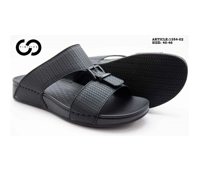 Finities 1354-02 45 EU Comfortable Stylish Flat Sandal For Men -Black - Zoom Image