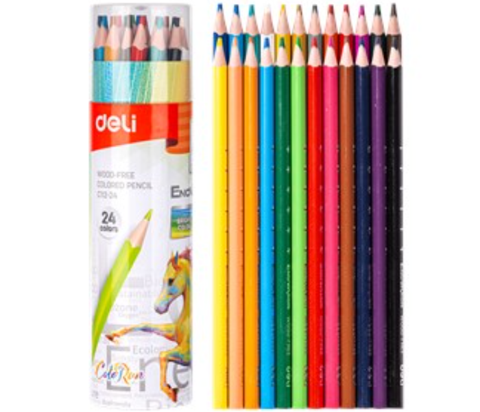 Deli C112-24 3mm Color Run Wood Free Lead Colored Pencil - Zoom Image