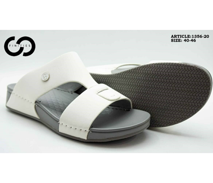 Finities 1356-20 42 EU Comfortable Flat Sandal For Men -White - Zoom Image