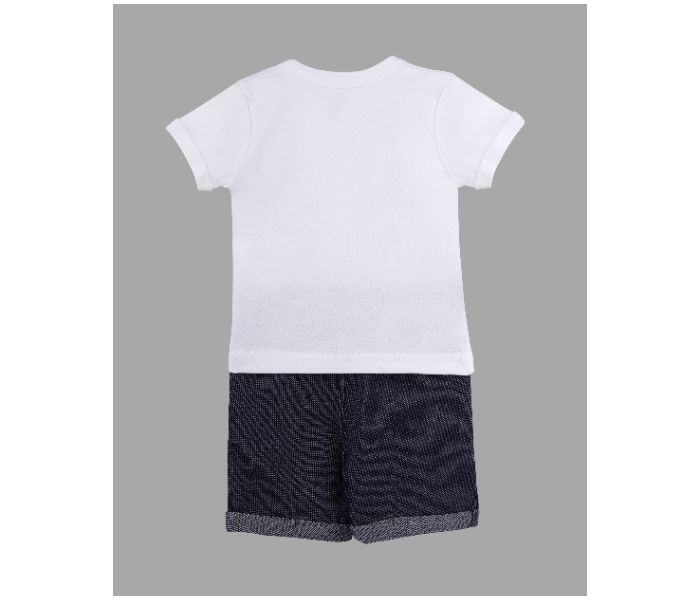 Popees Glenn Half Sleeve Tshirt with Shorts for 3 Year Babies - White and Black - Zoom Image 2