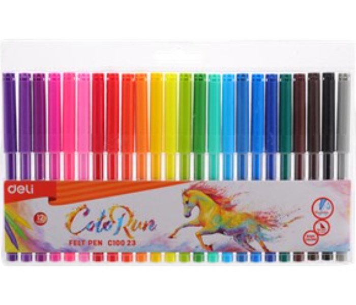 Deli C10506 12 Colors Colo Run Felt Pen - Zoom Image