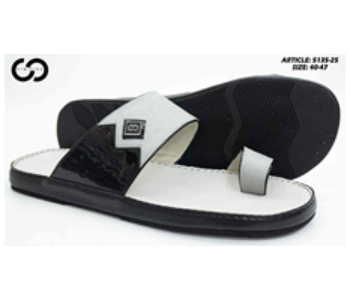 Finities 5135-25 41 EU Arabic Om Flat Sandal For Men -Black and White - Zoom Image