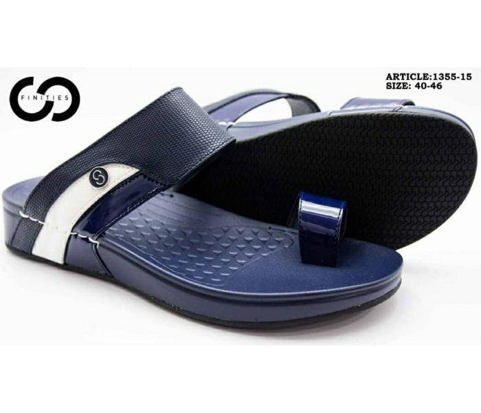 Finities 1355-15 42 EU Comfortable Stylish Flat Sandal For Men -Navy - Zoom Image