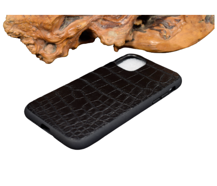 Lab 6 LBCLP001 Crocodile Leather Plain Clp iPhone X Mobile Case - Black - Zoom Image 2