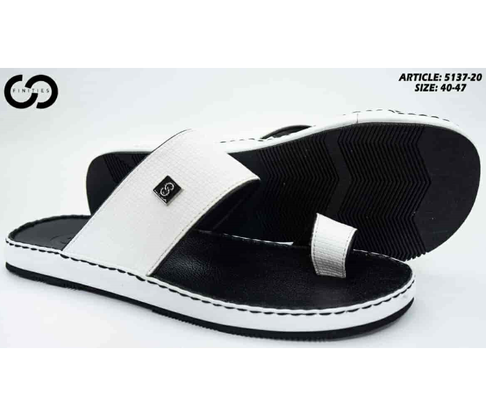 Finities 5137-20 46 EU Arabic Om Flat Sandal For Men -Black and White - Zoom Image