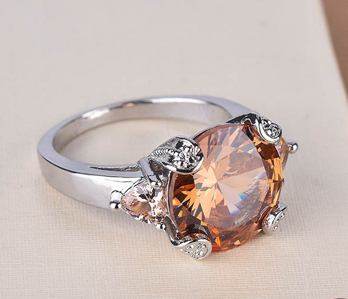 Zera RG108 Small 6 Brass with Gold Plated Trendy Ring for Women - Orange - Zoom Image