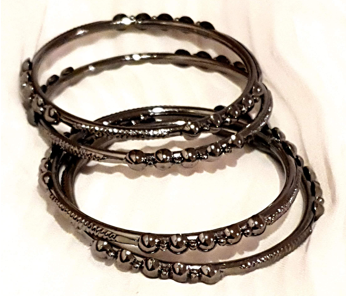 Strabella BB1-05b 2.4 Metal Bangle Set for Women - Black - Zoom Image