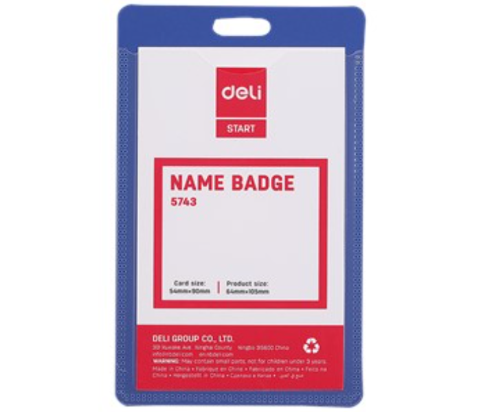 Deli 5743 90 x 54mm Name Badge Lanyard Card - Blue - Zoom Image