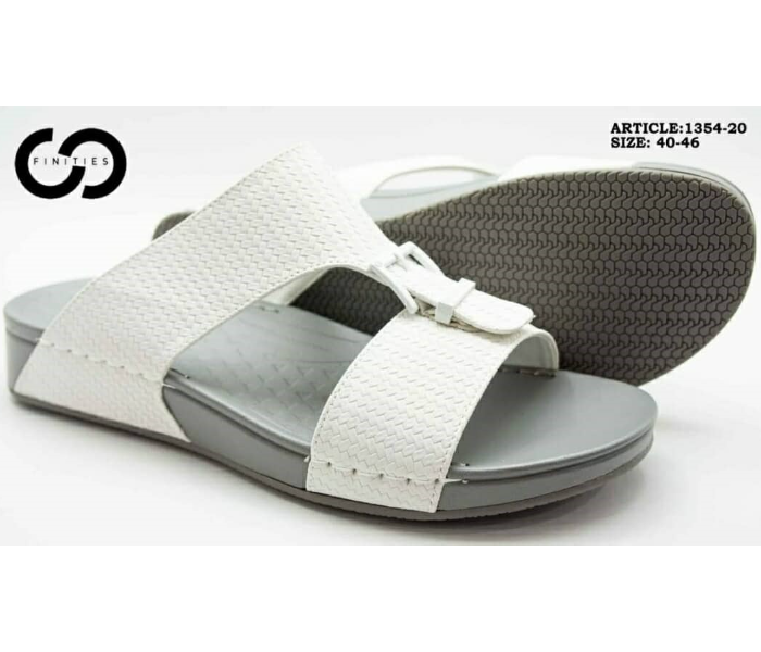 Finities 1354-20 43 EU Comfortable Stylish Flat Sandal For Men -White - Zoom Image