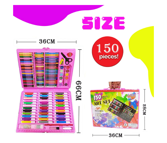 150 Pieces Sketching Color Pencils Crayon Oil Pastel Watercolor Markers Art Set for Kids - Pink - Zoom Image 2