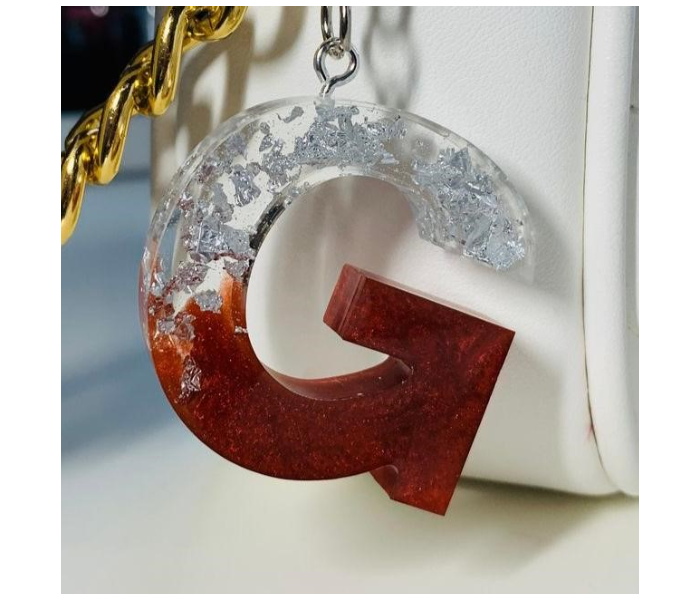 Resin 803 Personalised Silver Flakes Keychains Combo - Maroon - Zoom Image