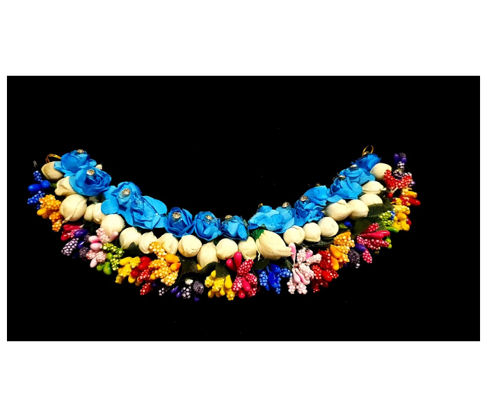 Strabella HA1-05a Multi Coloured Floral Hair Accessory - Blue and White - Zoom Image