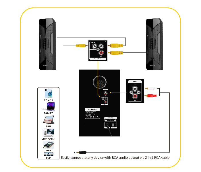 Stargold SG-G2022 2.1CH Multimedia Speaker System with Built-In Powerful Amplifier -Black - Zoom Image 6