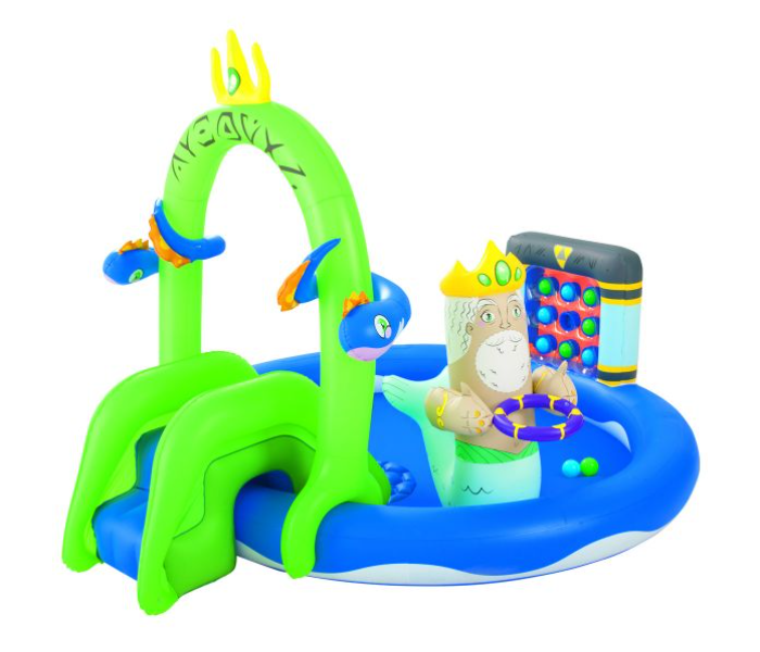 Bestway 53057 2.31M X 1.93M X 1.50M Vinyl Undersea Pool Inflatable Plastic Play Pool with Sprayer -Blue and Green - Zoom Image