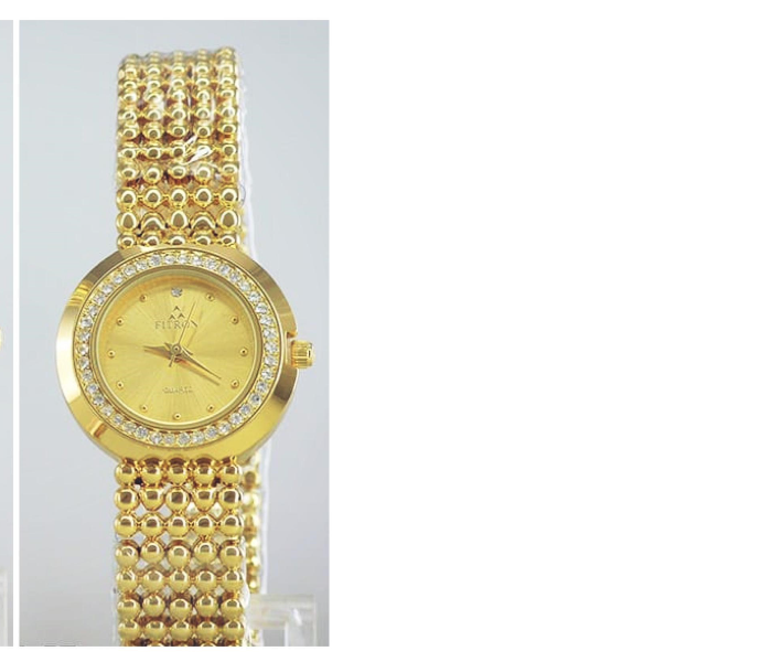 Fitron 8908 Ladies Fancy Stone Analog Watch for Women - Fancy Gold - Zoom Image