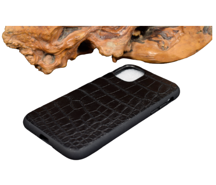 Lab 6 LBCLP001 Crocodile Leather Plain Clp iPhone 12 Pro Mobile Case - Black - Zoom Image 2