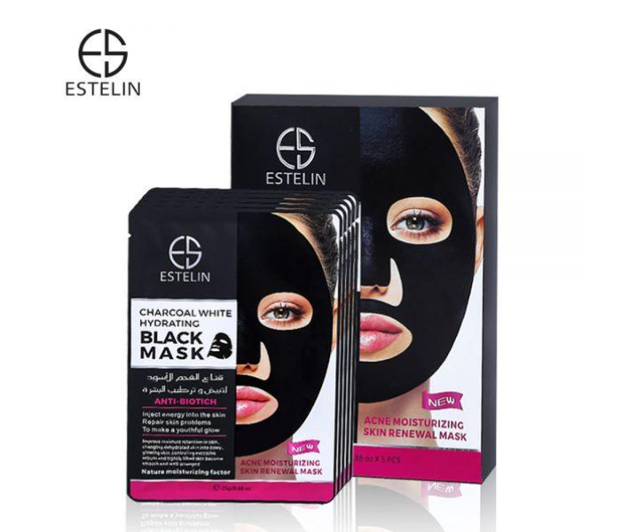 Dr.Rashel 5-Mask Estelin Charcoal White Hydrating Black Acne Moisturizing Skin Renewal Mask  - Zoom Image 2