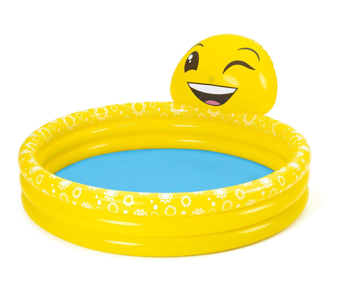 Bestway 53081 1.65Mx1.44Mx69Cm Vinyl Smiles Sprayer Inflatable Pool -Yellow - Zoom Image 1