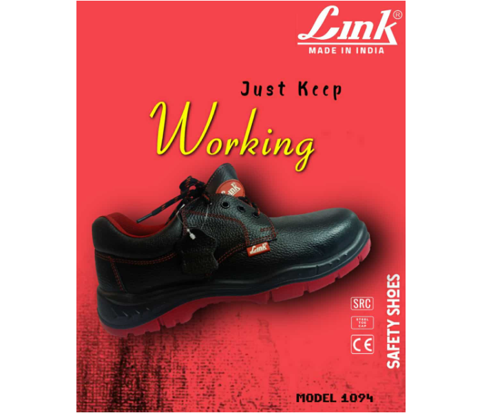 Link 1094 PU Sole Comfortable EU 45 Safety Shoes - Black and Red - Zoom Image 1