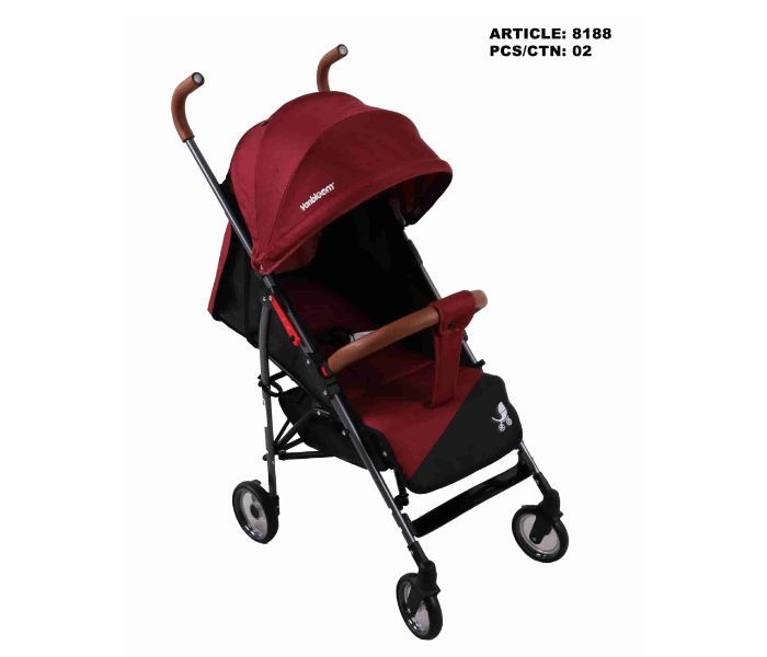 8188 Buggy Wheels Stroller with Brakes and Adjustable Push Handlebar - Red - Zoom Image