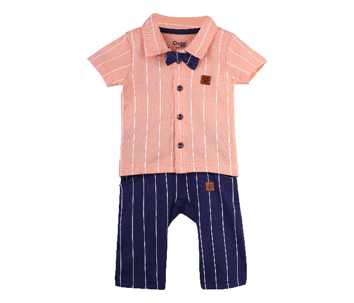 Popees Red-X Half Sleeve Striped Shirt with Pant for 2 Year Babies - Pink and Blue - Zoom Image 1