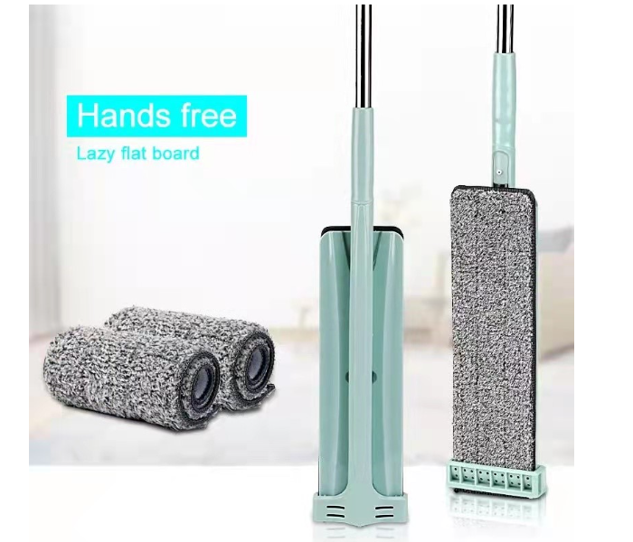 Magic Hands Free Squeeze Microfiber 360 Degree Flexible Mop Head Flat Spin Cleaning Mop Self Wring Squeeze Automatic Dehydration With 2 Microfiber Pads - Zoom Image 1