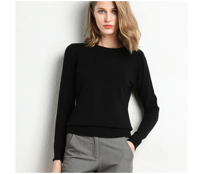 8560 Free Size Round Neck Long-sleeved Knitted Pullover Solid Jumper Sweater For Women - Zoom Image 1