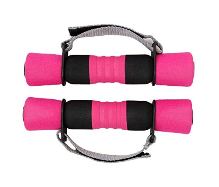 B0858W1391 2 Piece 1.5 Lbs Hand Weight Non-Slip Grip Workout Dunkle Dumbbell - Pink - Zoom Image