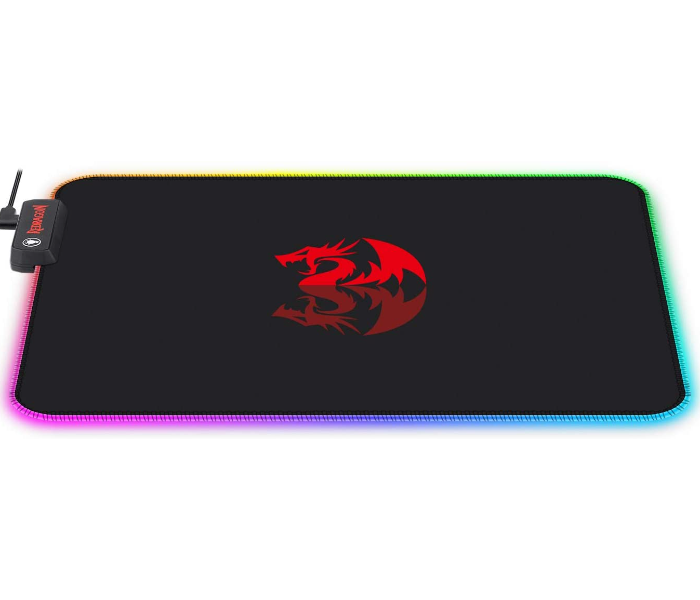 Redragon P026-RGB Pluto RGB LED Large Soft Matt Gaming Mouse Pad with Nonslip Base and Stitched Edges - Black - Zoom Image 5