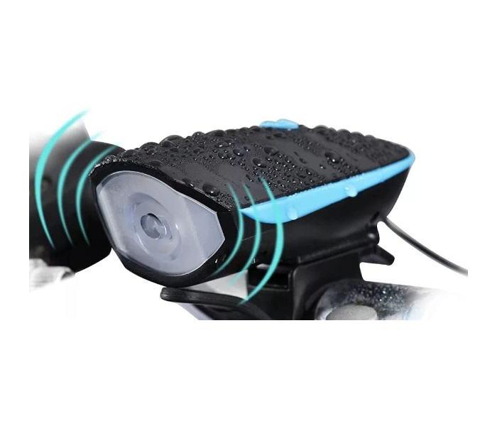 B09CV35961 Super Bright Waterproof USB Rechargeable Bicycle with Front Headlight and Bell Horn - Black - Zoom Image