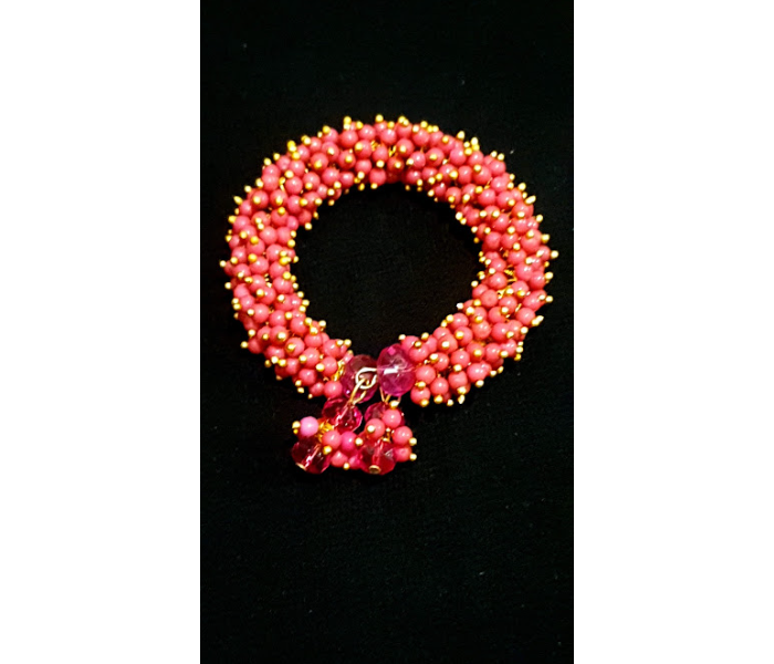 Strabella BR1-25f Openable Beaded Bracelet for Women - Pink - Zoom Image