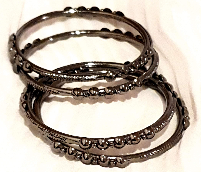 Strabella BB1-05a 2.2 Metal Bangle Set for Women - Black - Zoom Image